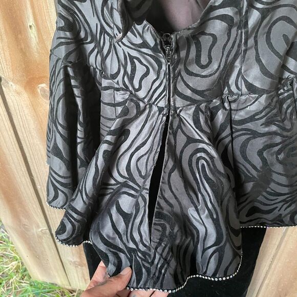 Vintage 80s AJ BARI Strapless Dress PEPLUM Velvet Flocked Taffeta Rhinestones S - Picture 5 of 10